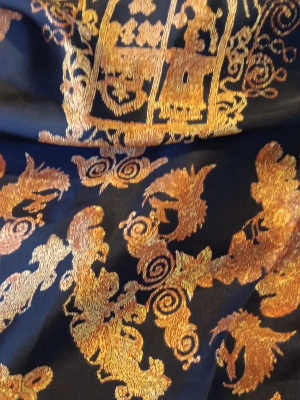 Gorgeous Gold And Black Scarf . Oversized. Renaissance. Dramatic.